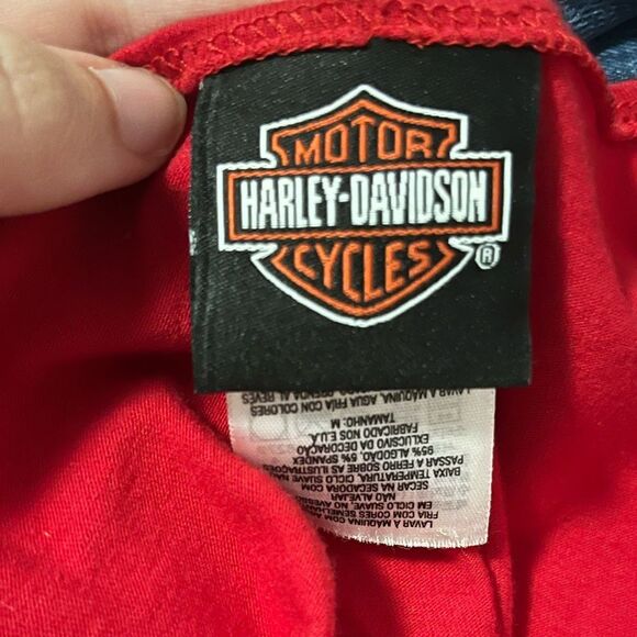 Harley Davidson 2011 Criss Cross Red Tee Shirt Size Medium “Ocean State” - Picture 7 of 7
